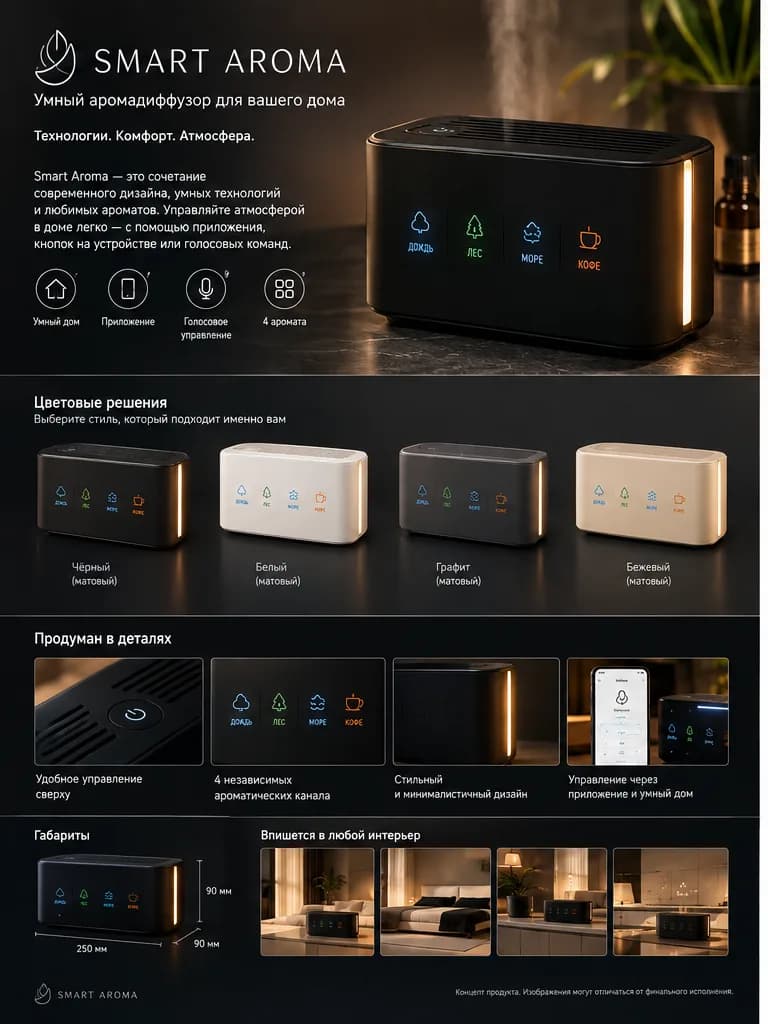 Smart Aroma — умный аромадиффузер с управлением через Smart Home и голосовые команды