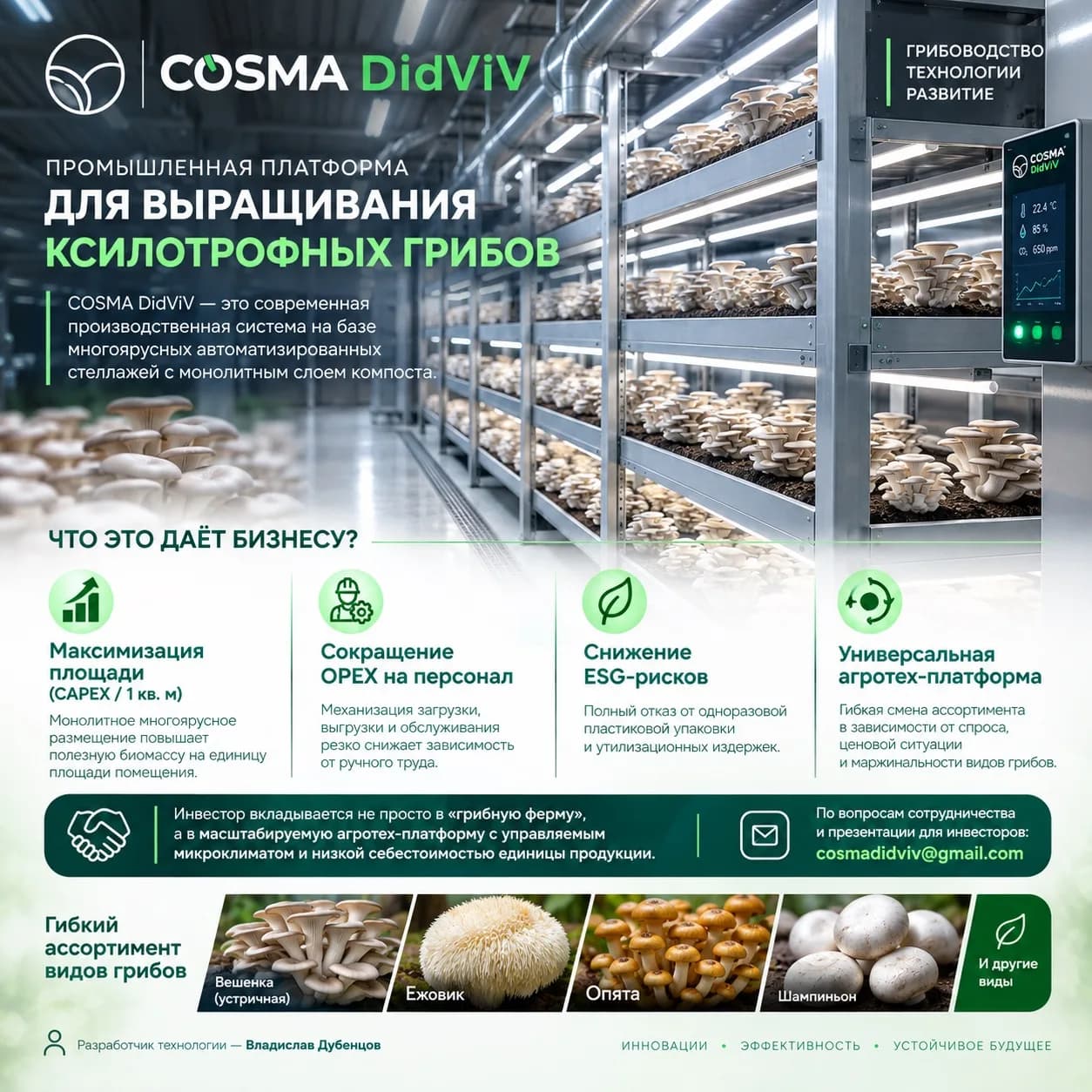 Инвестиционный проект строительства промышленного комплекса COSMA DidViV